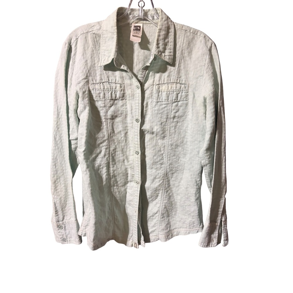 The North Face Button Up Shirt Womens L Green